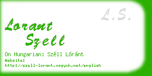lorant szell business card
